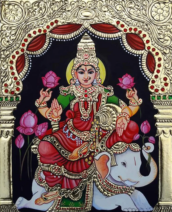 Maa Lakshmi Tanjore Painting by Sanjay Tandekar Thumbnail