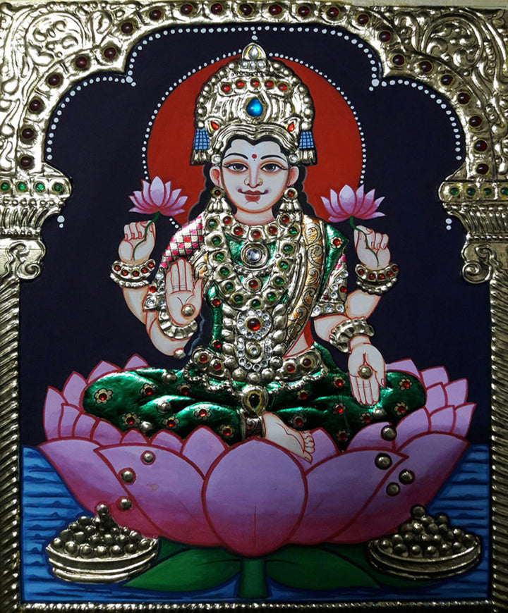 Maa Lakshmi, Tanjore Painting by Sanjay Tandekar Thumbnail