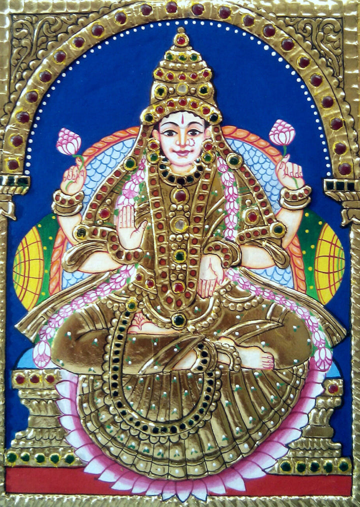 Maa Lakshmi, Tanjore Painting by Sanjay Tandekar Thumbnail