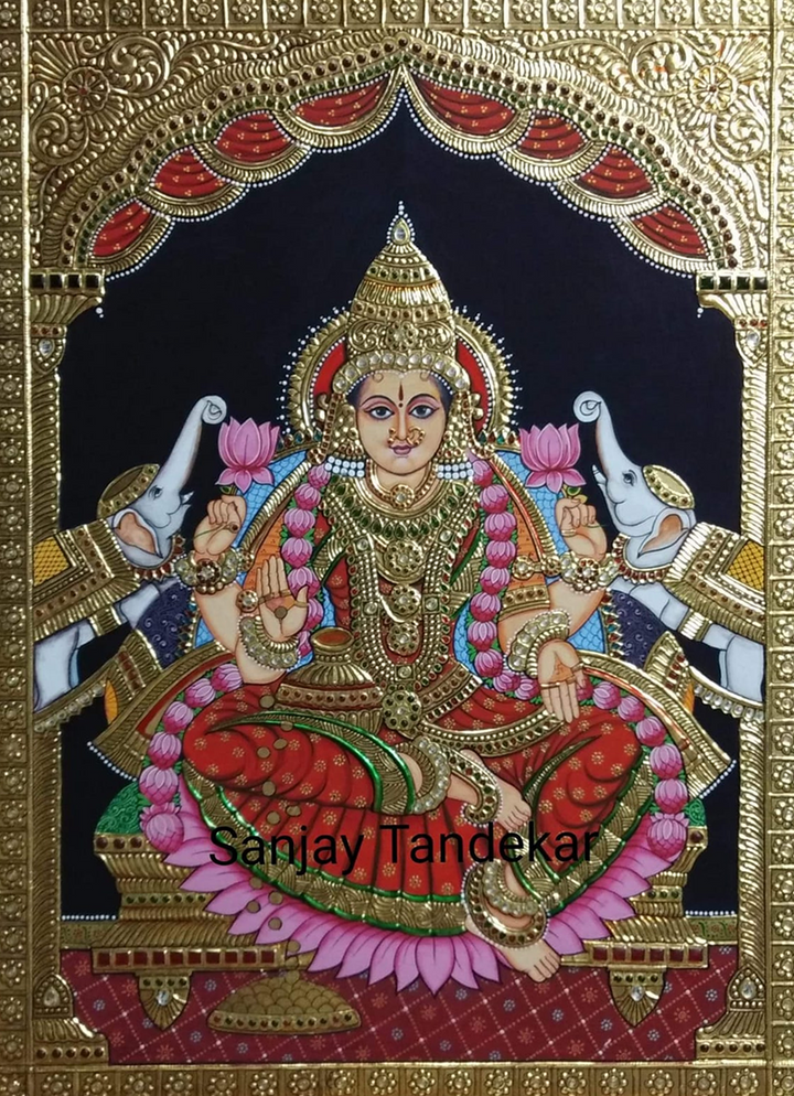 Maa Lakshmi Tanjore Painting by Sanjay Tandekar Thumbnail