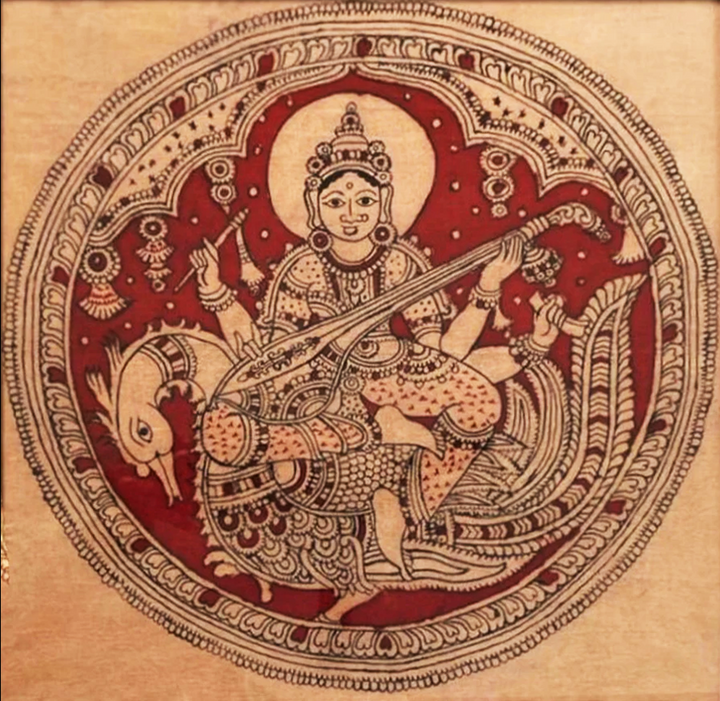 Maa Saraswati Kalamkari Painting by Siva Reddy Thumbnail