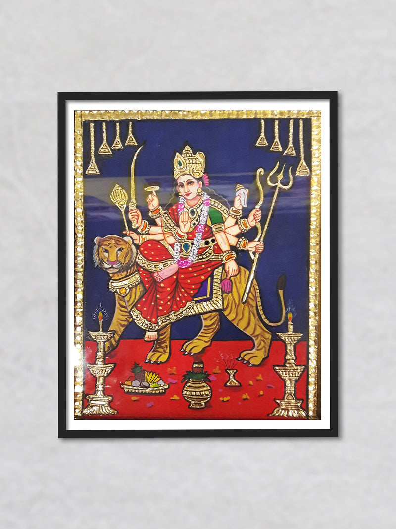 Maa Durga, Tanjore Painting by Sanjay Tandekar