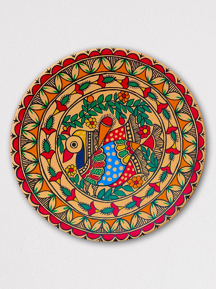 Madhubani Bird Art Wall plates