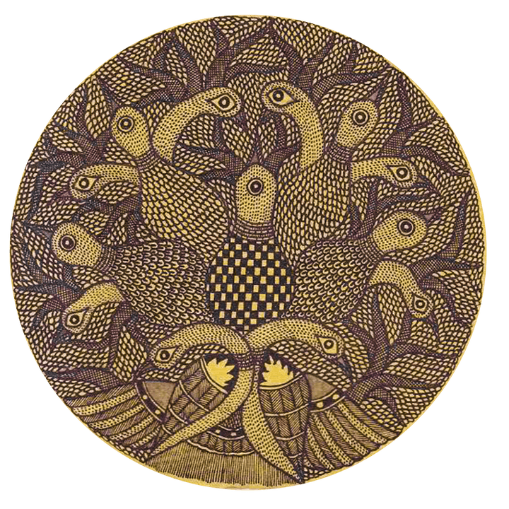 Madhubani plate picturising peacock of grace by Priti Karn Thumbnail