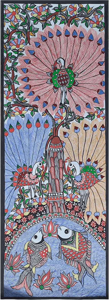 Madhubani showcasing peacock and a pond by Vibhuti Nath Thumbnail