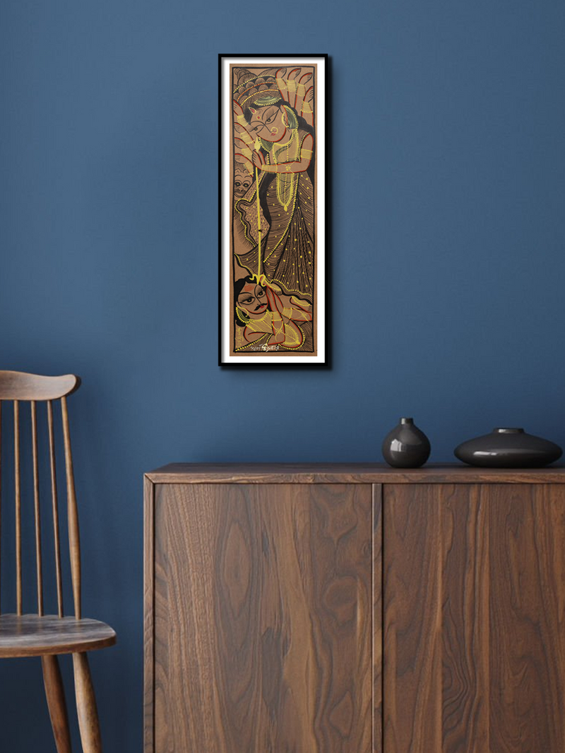 Mahishasuramardini in Bengal Pattachitra for sale