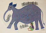 Buy Mahout and Elephant, Bhil Art by Geeta Bariya