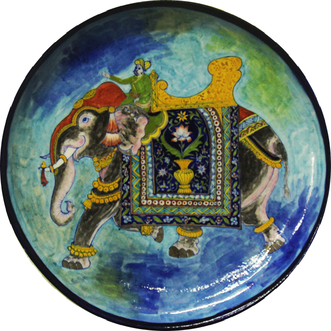 Majestic Elephant in Blue Pottery Plates by Gopal Saini Thumbnail