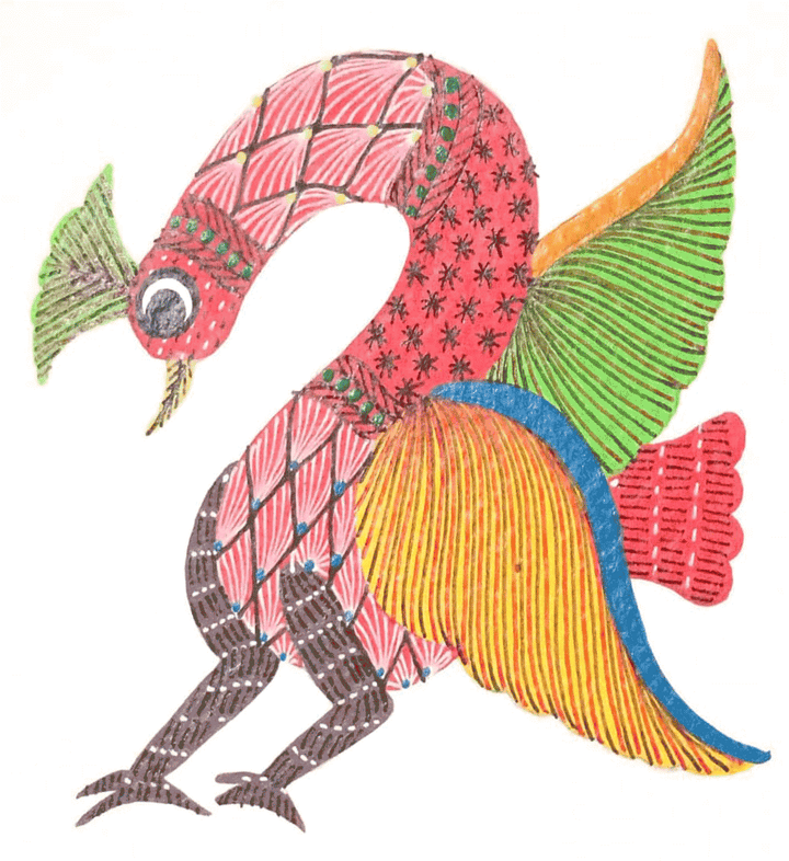 Majestic Peacock: The Colorful Nature in Gond by Kailash Pradhan Thumbnail