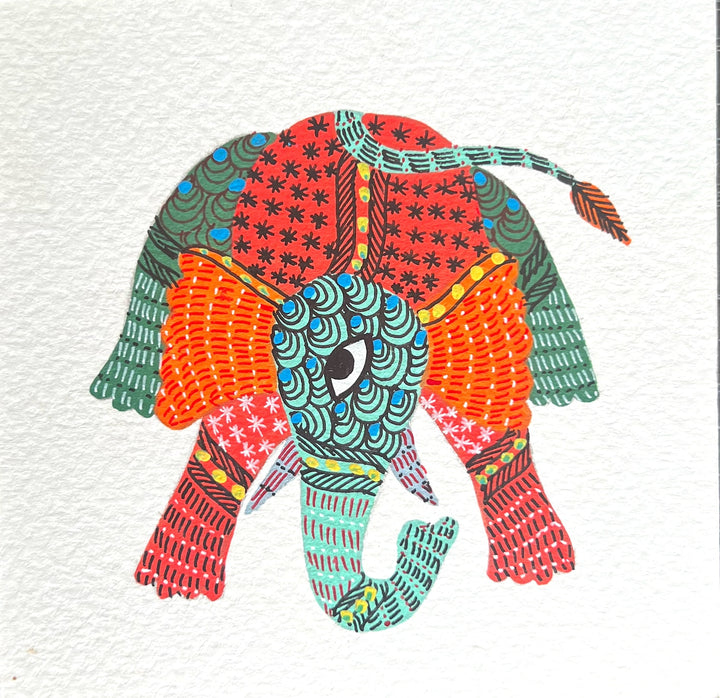 Majestic elephant in Gond by Kailash Pradhan Thumbnail