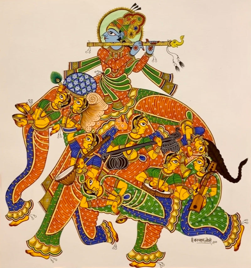 Buy Majestic Companions Celebration of Nari Kunjar Phad Painting by Kalyan Joshi