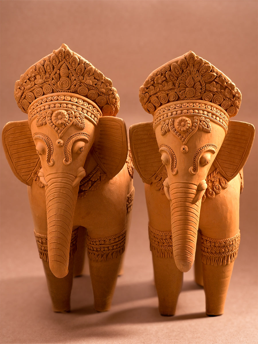 Majestic Heritage: Terracotta Elephants of Grandeur, Terracotta art by Dolon Kundu