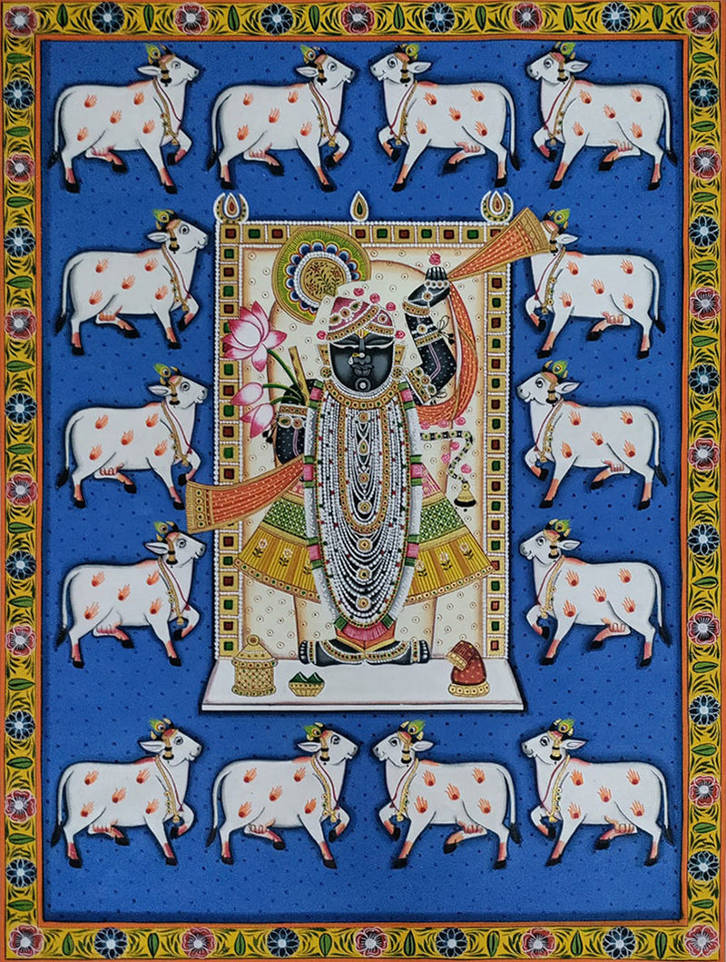 Shop Majestic Reverence  Regality of Shrinathji Pichwai Painting by Dinesh Soni