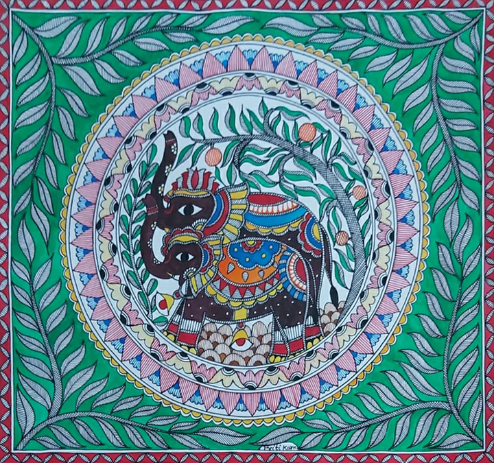 Majesty in the Wild: Madhubani artwork by Priti Karn Thumbnail