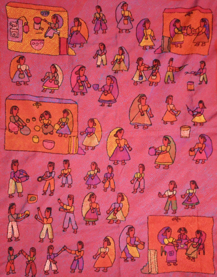 Makar Sankranti In Sujani Embroidery by Sanju Devi Thumbnail