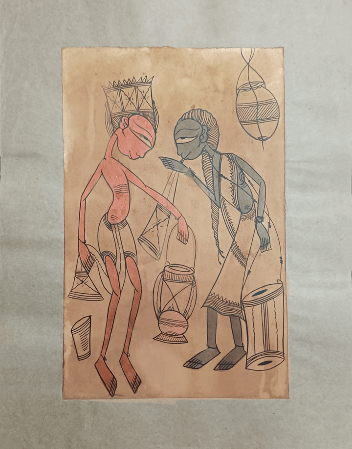Man and Woman in Santhal Pattachitra by Uttam Chitrakar Thumbnail
