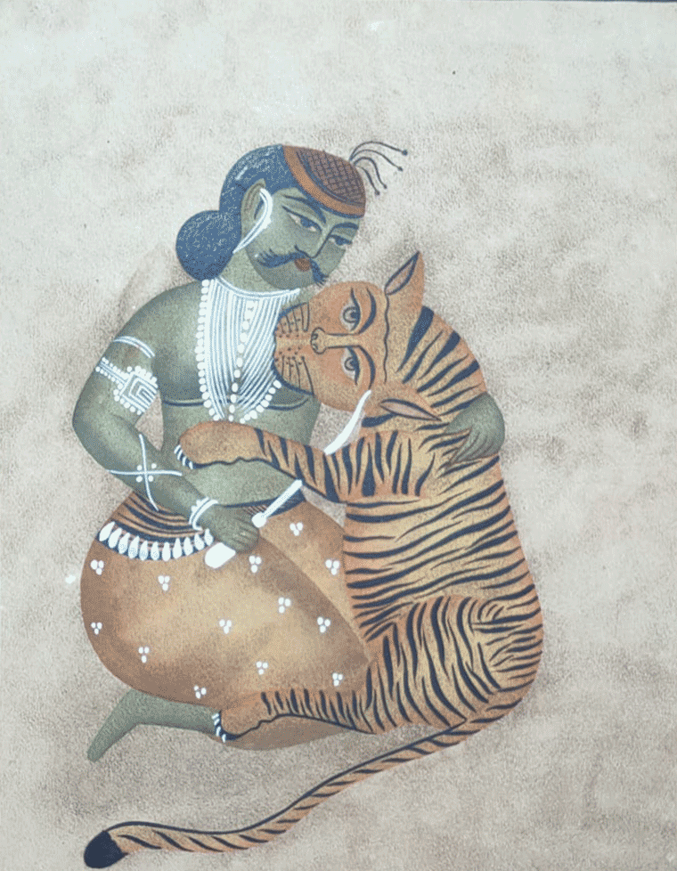 Buy Man and the Beast in Kalighat by Hasir Chitrakar
