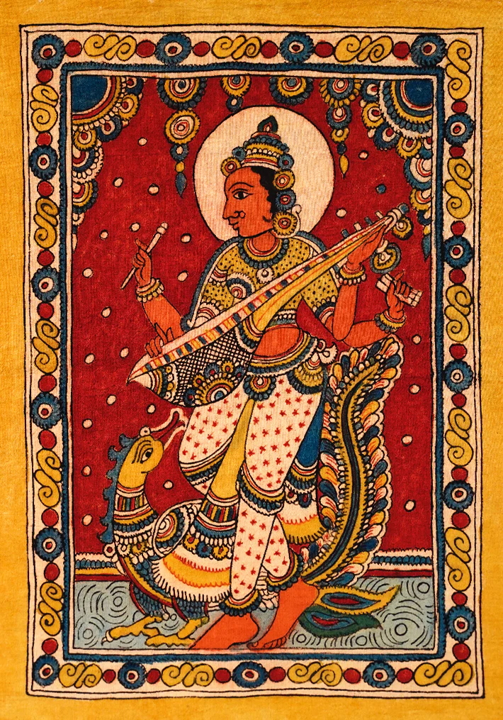 Mata Saraswati Kalamkari Painting by Siva Reddy Thumbnail