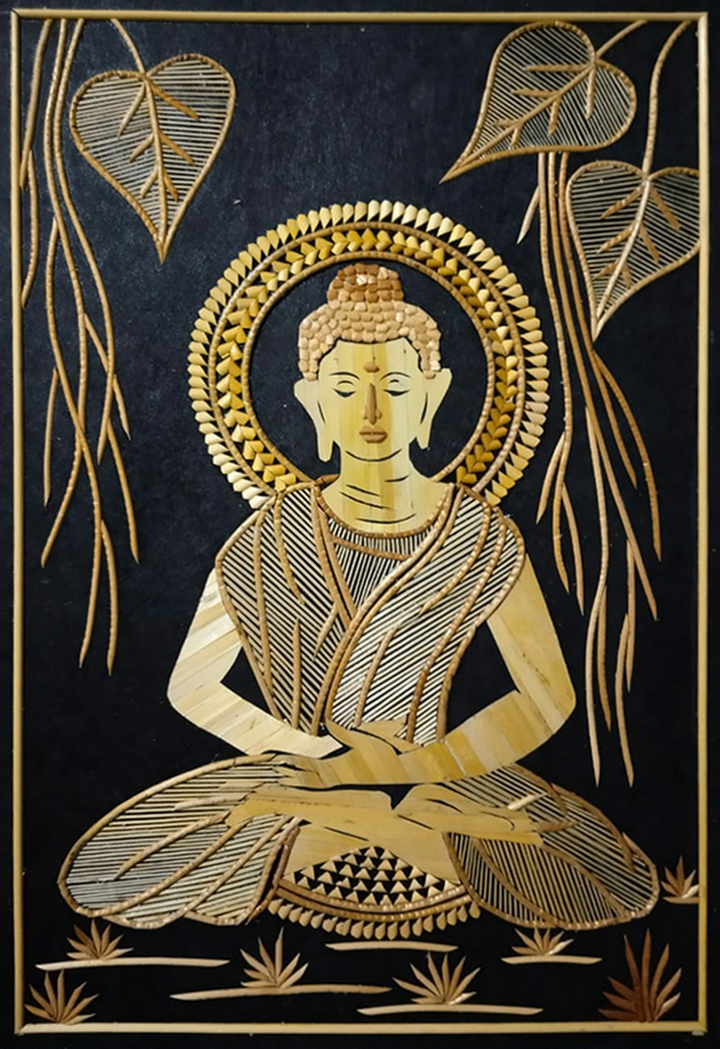 Meditating Buddha: Sikki Grass Artwork by Dhirendra Kumar Thumbnail