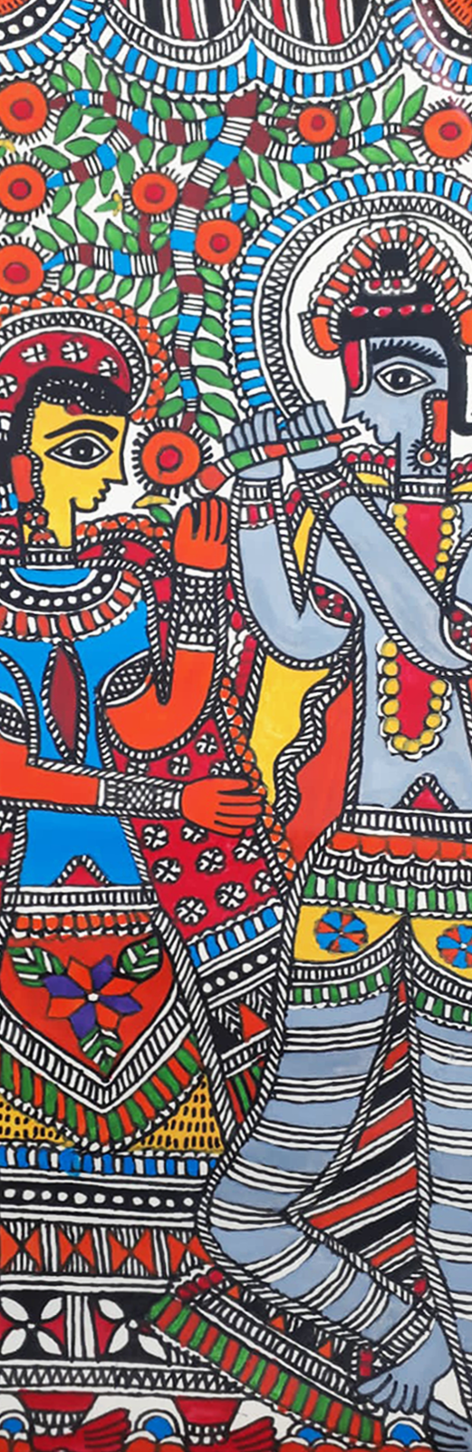 Melodic Love of Radha Krishna in Madhubani art by Vibhuti Nath Thumbnail