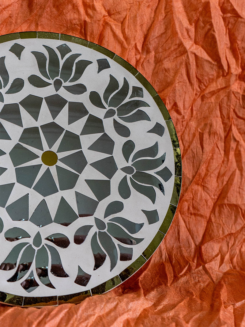 Thikri Glasswork Plate of Floral Splendor by Happy Kumawat