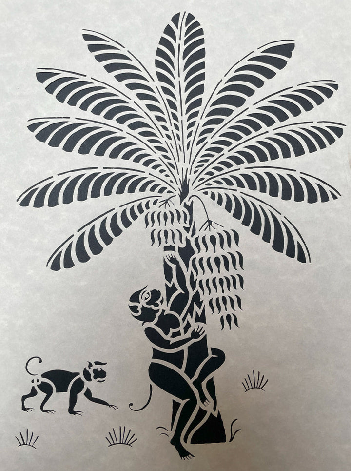 Monkey on a Tree, Sanjhi Artwork By Ashutosh Verma Thumbnail
