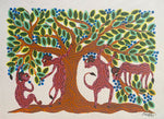 Buy Monkeys on Tree, Bhil Art by Geeta Bariya