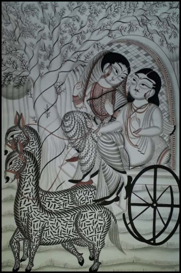 Travelling Couple in Kalighat by Uttam Chitrakar Thumbnail