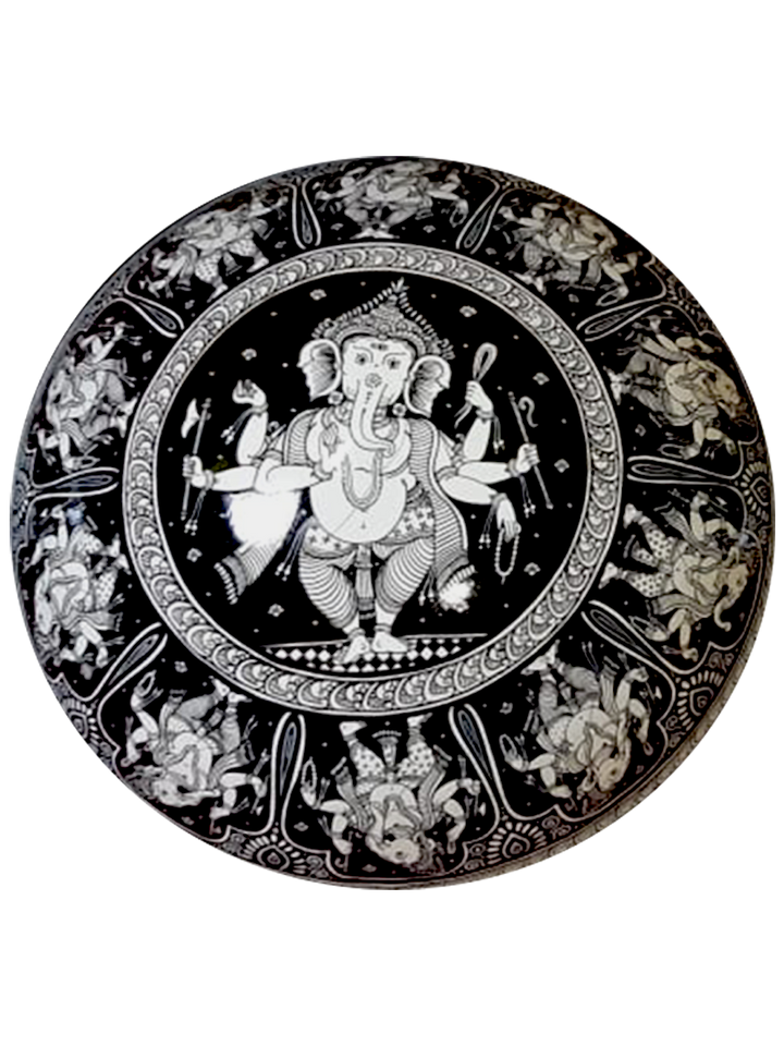 Monochromatic Marvel Tales of Divine Avatars - Pattachitra Plate by Apindra Swain for Home Decor Thumbnail