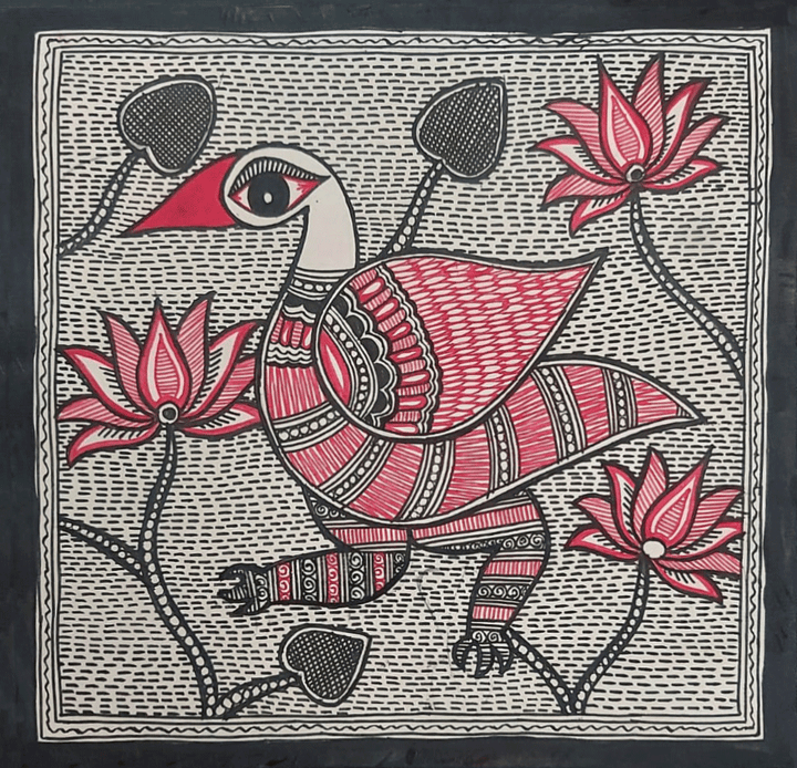 Monochromatic Peacock in Madhubani by Priti Karn Thumbnail
