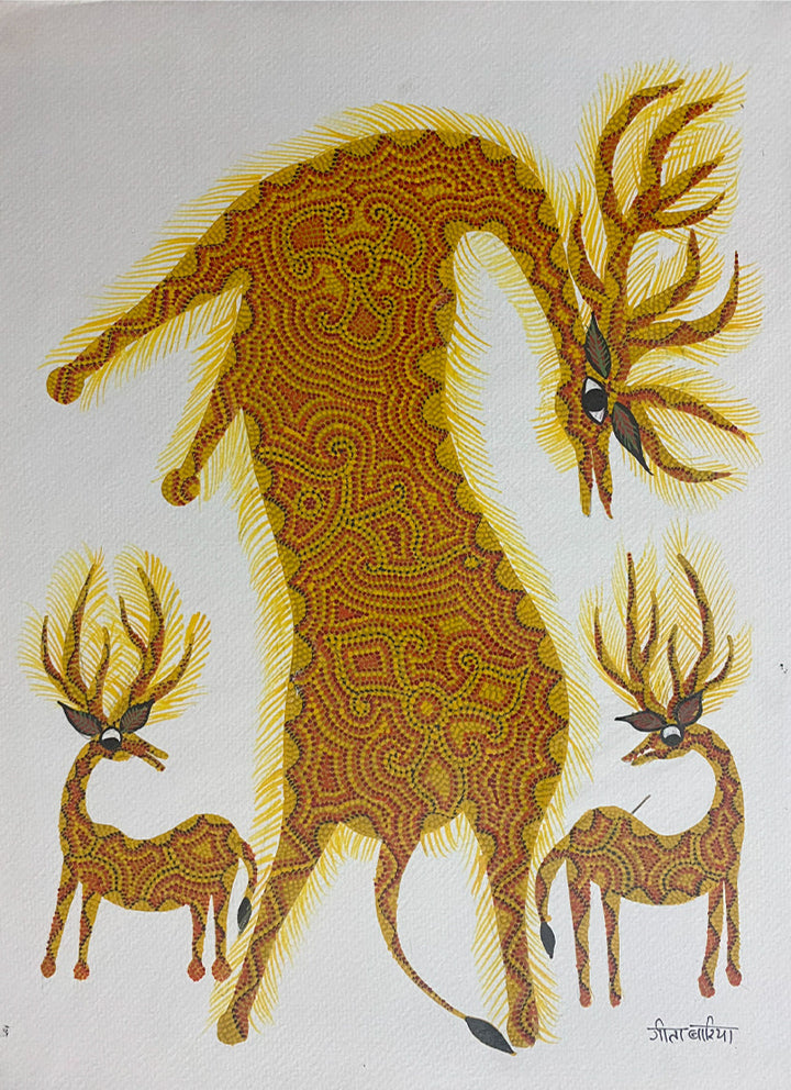 Mother with babies: A conflict folk story, Bhil Art by Geeta Bariya Thumbnail