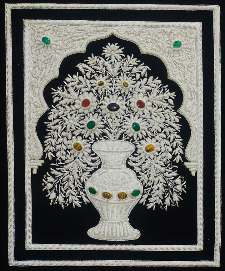Mughal Inspired White Floral Zardozi by Mohd. Bilal Thumbnail