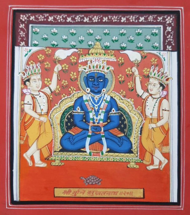 Jain Tirthankara and Monk/Muni Suvrathnath Ji in Meditation- Pichwai by Shehzaad Ali Sherani Thumbnail