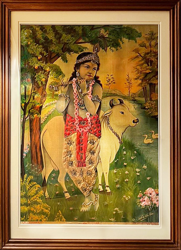Murlidhar Oleograph by Raja Ravi Varma (Embellished) Thumbnail