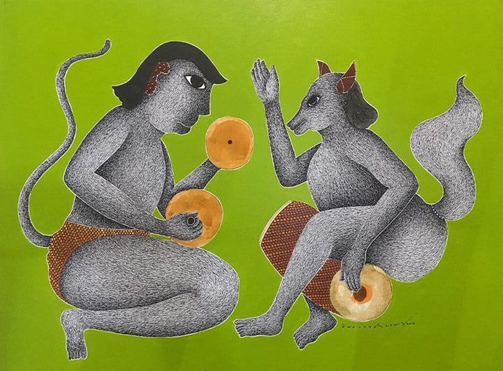 The Musical Band: Monkey and Fox in Gond by Venkat Shyam Thumbnail