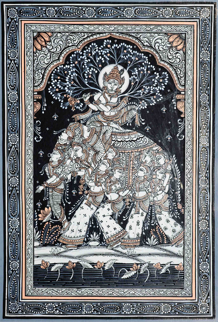Mystic Allure The Tapestry of Majesty - Pattachitra Painting by Apindra Swain for Home Decor Thumbnail