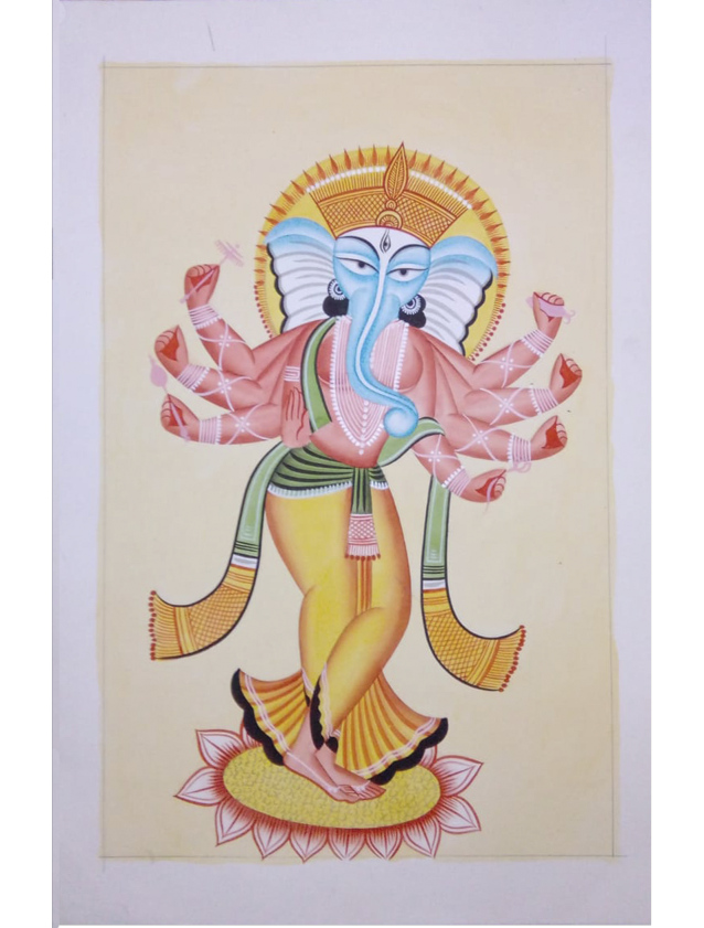 Mystic Reflections: The Poetic Lord Ganesh Kalighat Painting Tradition Kalighat by Hasir Chitrakar Thumbnail