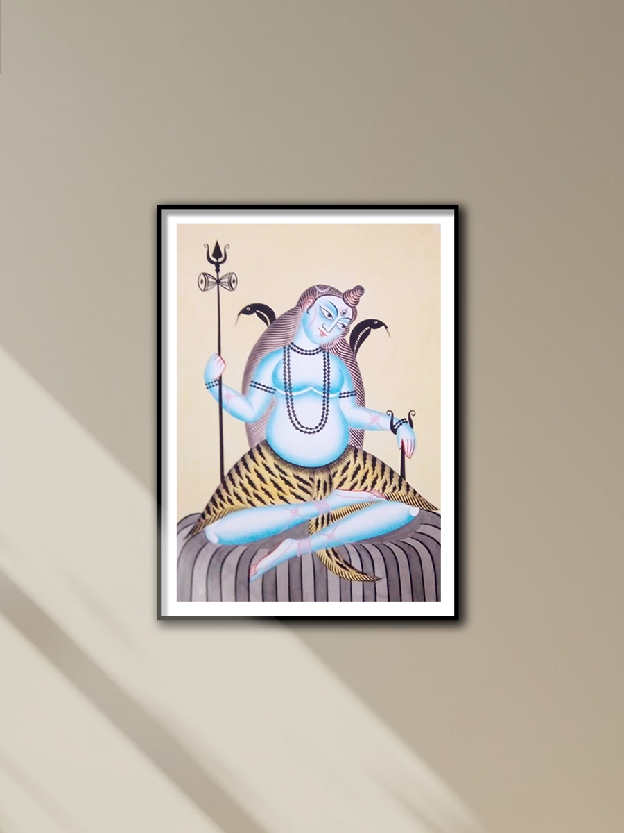 Shop Mystical Blessings of Lord Shiva:Kalighat painting by Hasir Chitrakar