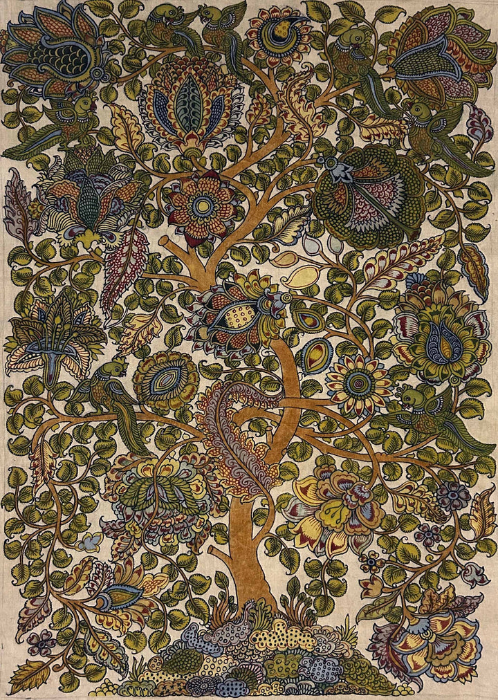Mystical Canopy: Tree of Life, Kalamkari painting by Harinath.N Thumbnail