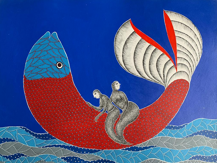 The Ocean of Start and End: Fish and Meramaids in Gond by Venkat Shyam Thumbnail