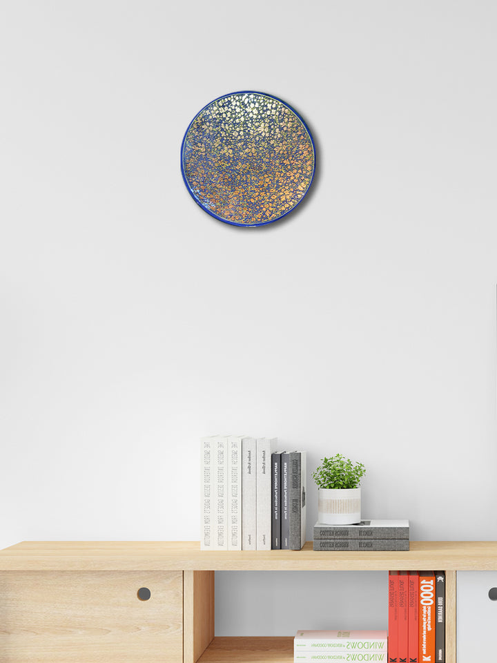 Mystical Glory – Paper Mache Kashmiri Blue-Golden Floral Naqashi Wall Plates by Riyaz Khan Thumbnail
