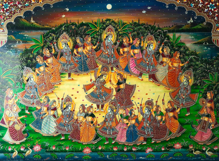 Mystical World of Devotion: Pankaj Kumar's Raas Leela Usta Miniature Painting Thumbnail