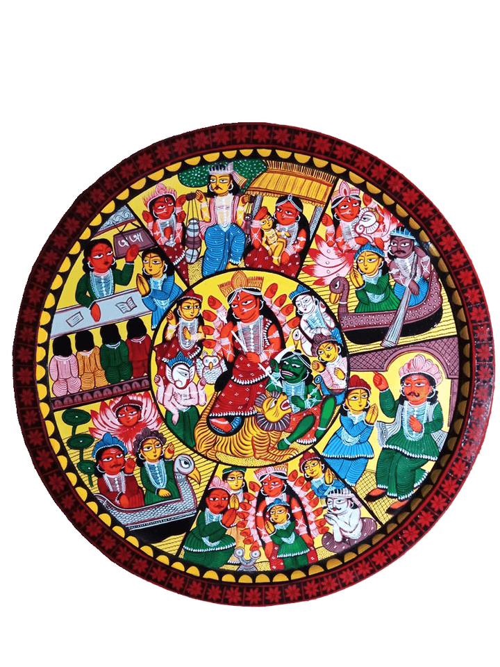 Mythical-cordial merge: A panaroma of bengal pattachitra Plate art by Manoranjan Chitrakar Thumbnail