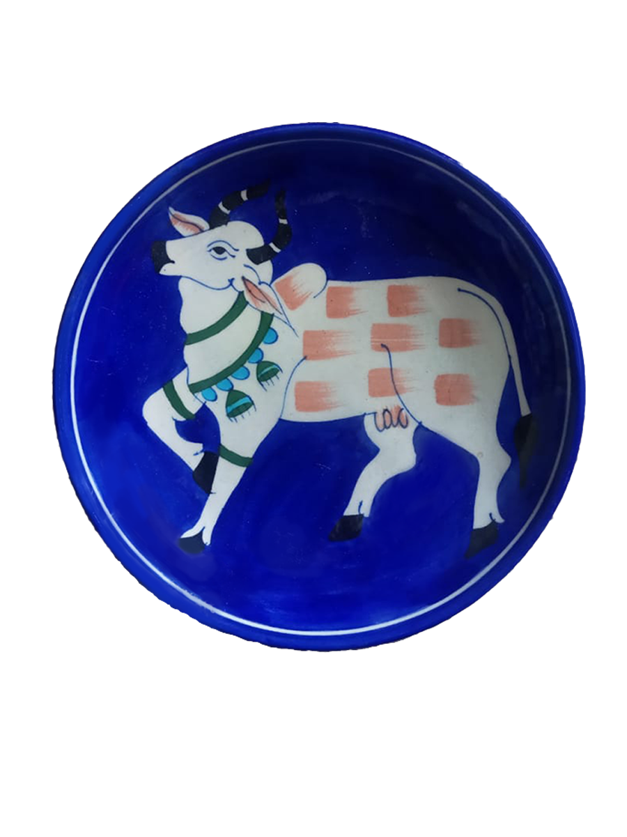 Shop for Fusion of ritual symbolism with artistic allure in Blue Pottery Plates by Vikram Singh Kharol