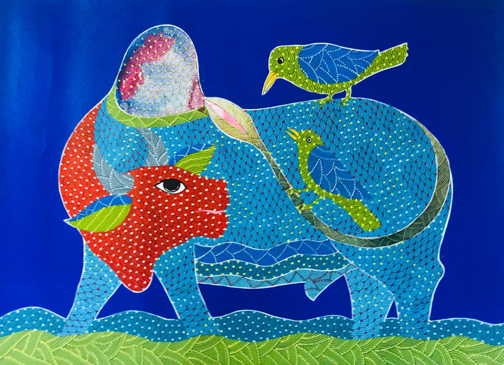 Resting Nandi Bull: Lord Shiva's Mount in Gond by Venkat Shyam Thumbnail