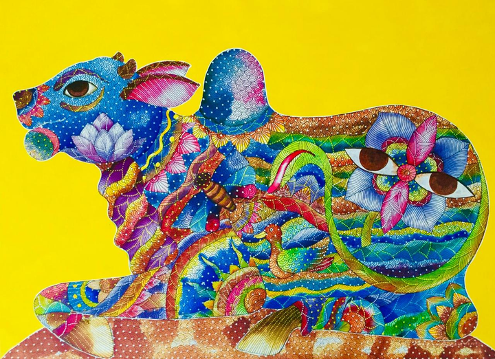 Nandi’s Splendour:Gond Painting by Venkat Shyam Thumbnail