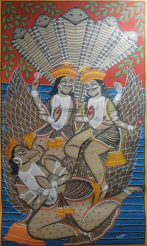 Narayana and Lakshmi:Bengal Pattachitra by Manoranjan Chitrakar Thumbnail