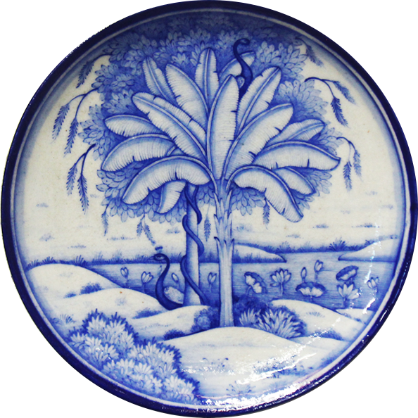 Natural Landscape In Blue Pottery Plate by Gopal Saini Thumbnail