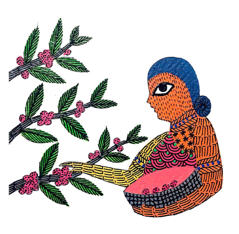 Buy Nature's Harvest A Basket of Abundance Gond Painting by Kailash Pradhan