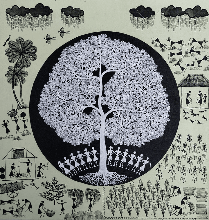 Nature's Embrace in Warli by Dilip Ram Bahotha Thumbnail